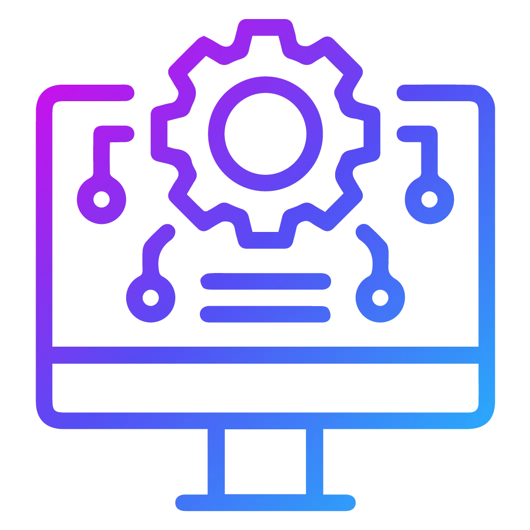 Automatización avanzada con inteligencia artificial autónoma representada por engranajes y nodos digitales en pantalla