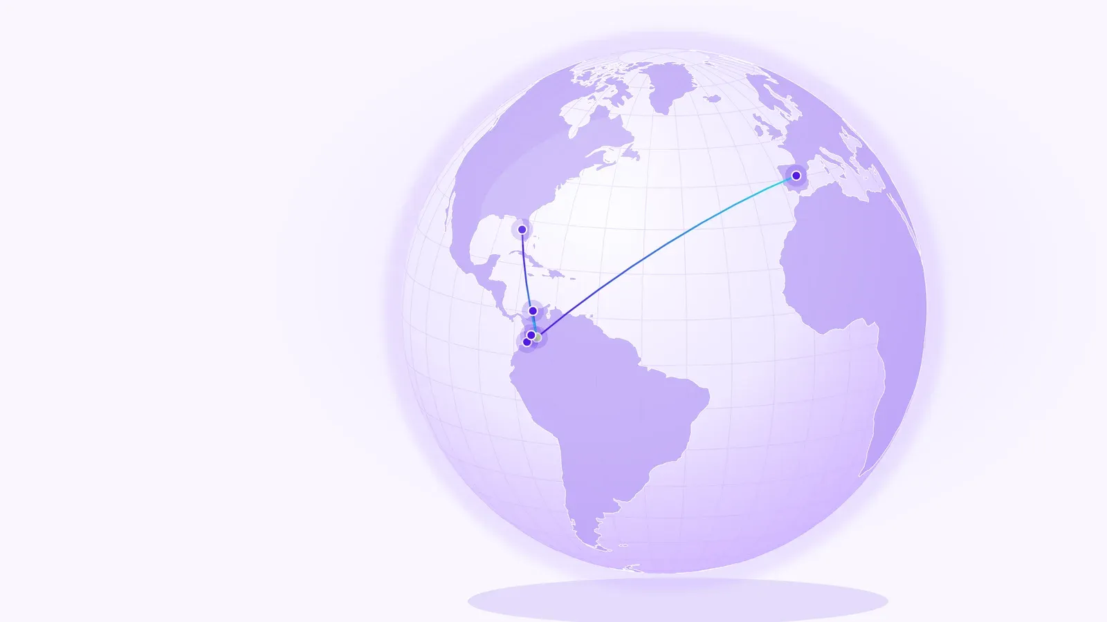 Globo de vidrio con los puntos desde donde trabajan los investigadores del grupo CuantaIA