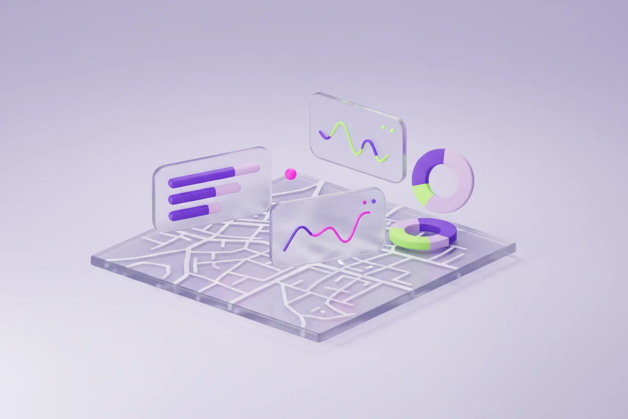 Observatorio de datos con indicadores y alertas sobre el mapa de un municipio