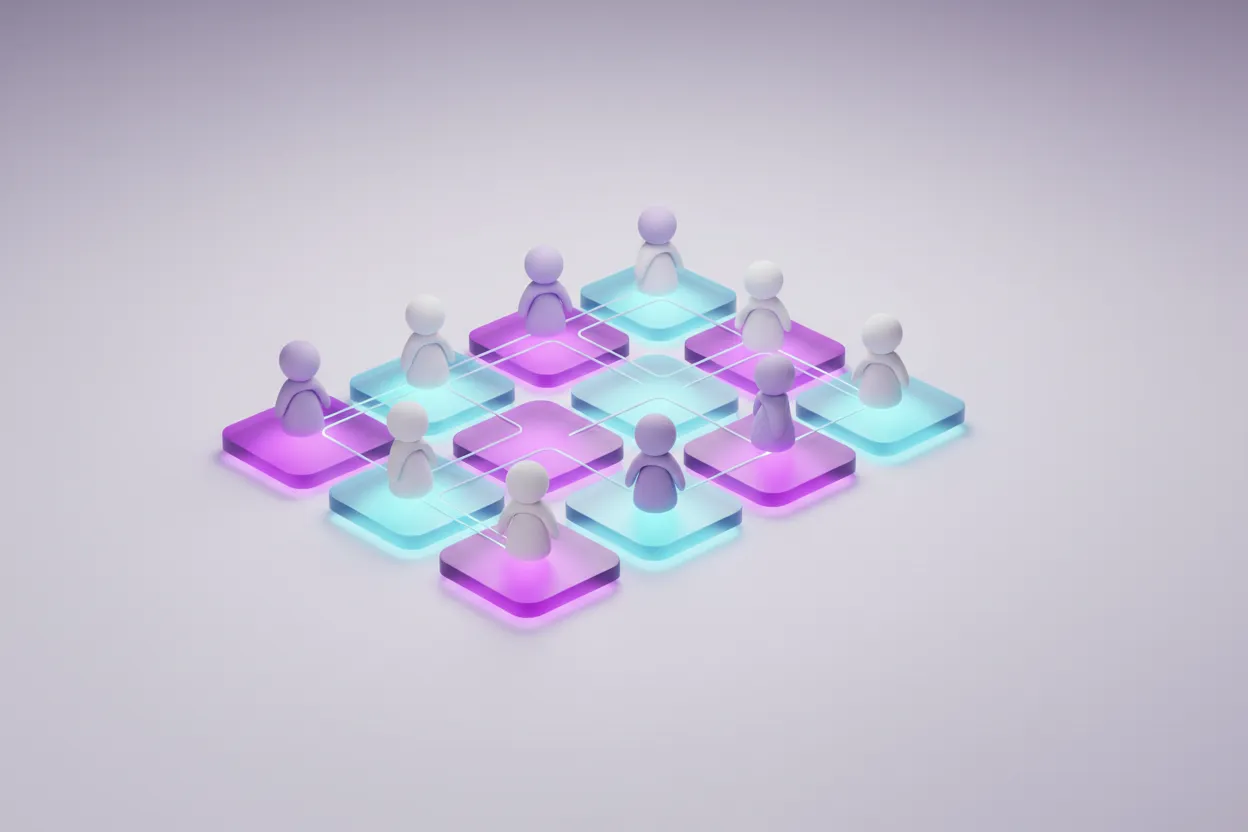 Plataforma modular de vidrio con módulos iluminados para servicios públicos digitales