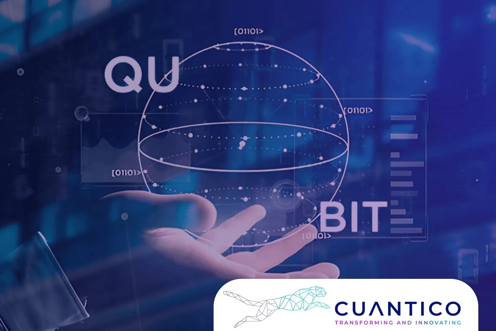Visualización conceptual de un qubit representando el poder de la computación cuántica